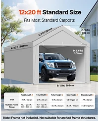 Sugift 12 x 20 ft Uv-Resistant Waterproof Carport Replacement Canopy Frame Not Included