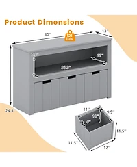 Gouun 3-Drawer Kids Storage Cabinet with Wheels and Convertible Cube Shelf