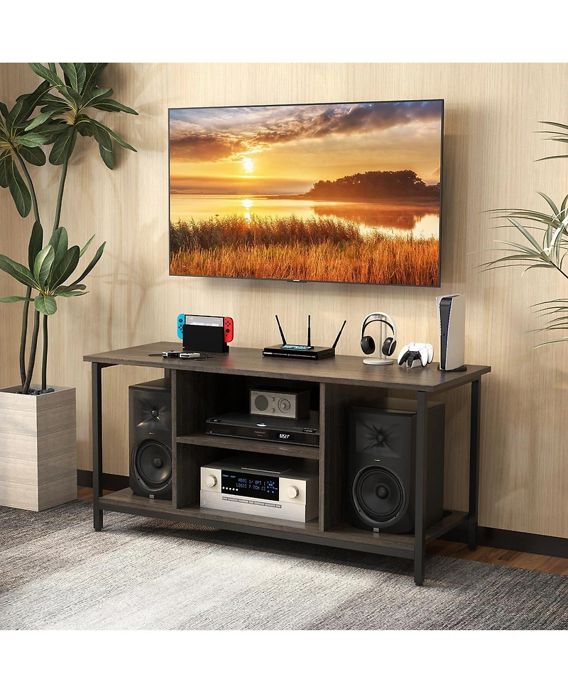 Slickblue Tv Stand 3 Tier with Built in Power Outlet and Usb, Adjustable Storage Shelf