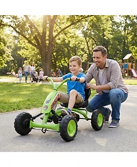 Slickblue 4 Wheel Pedal Go Kart for Kids with Steering and Adjustable Seat