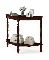Gouun 42-Inch Half Moon Console Table with Lower Shelf Espresso