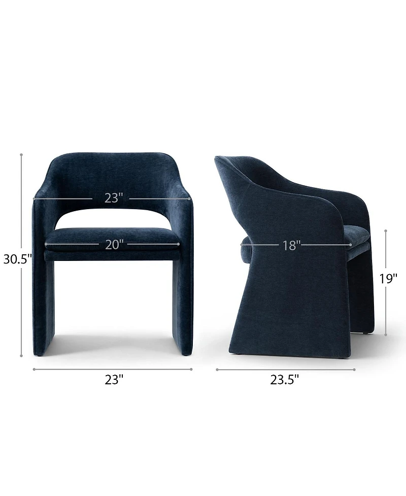 Maison Boucle Set of 2 Chenille Dining Chairs, 19-Inch Seat Height Armchairs