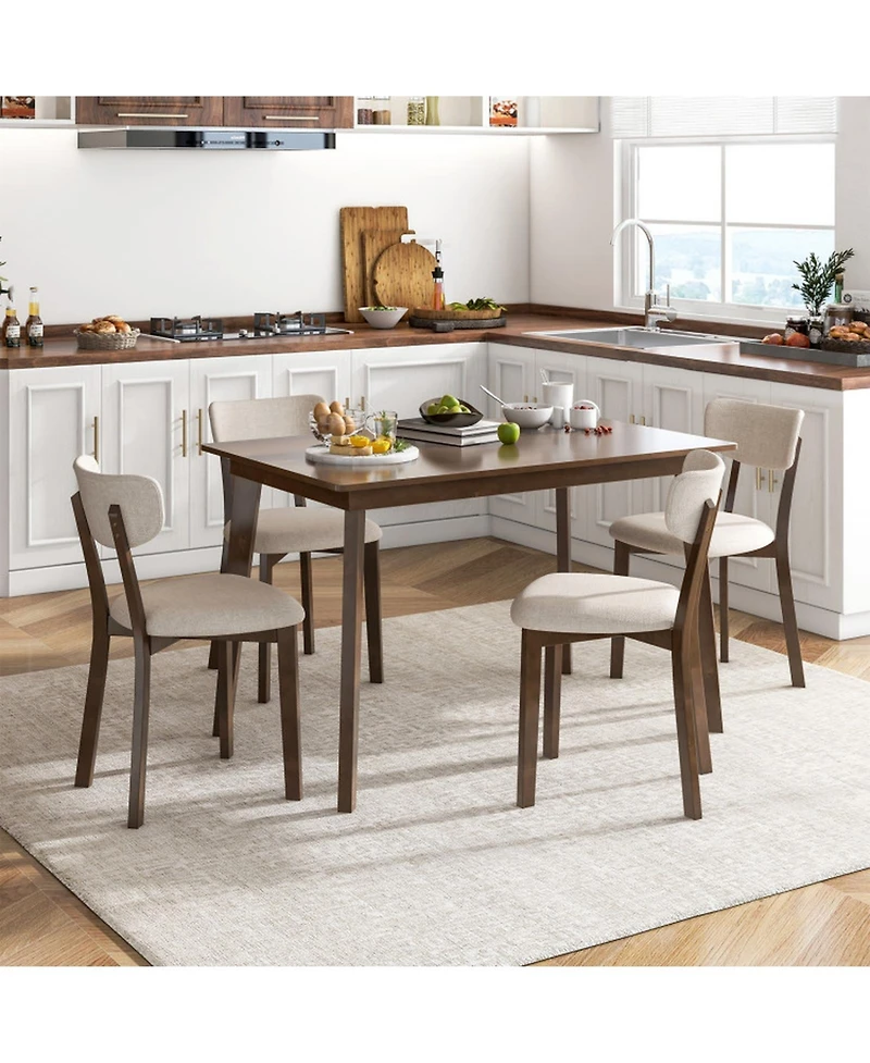 Gouun 48 in Rectangular Wood Dining Table for 4 with Rounded Corners