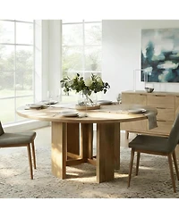 Tribesigns Round Dining Room Table for 4-6, 47'' Farmhouse Table, Kitchen Dinner Room Tables, Rustic Circle Tables