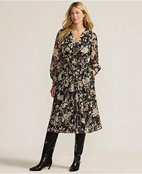 Lands' End Women's Lurex Shadow Stripe Midi Dress