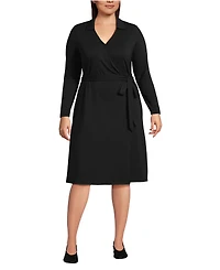 Lands' End Plus Cotton Modal Collared Wrap Dress