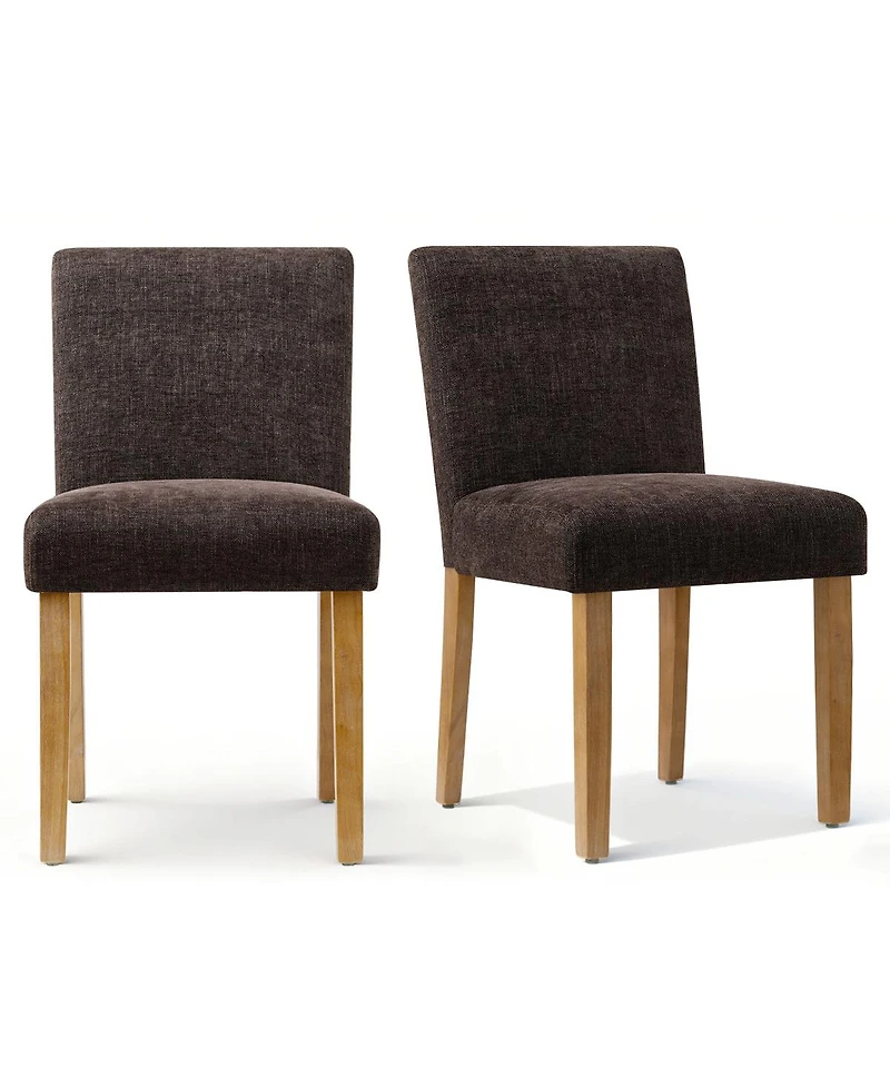 Maison Boucle Linen Upholstered Solid Wood Dining Chair, Set of 2