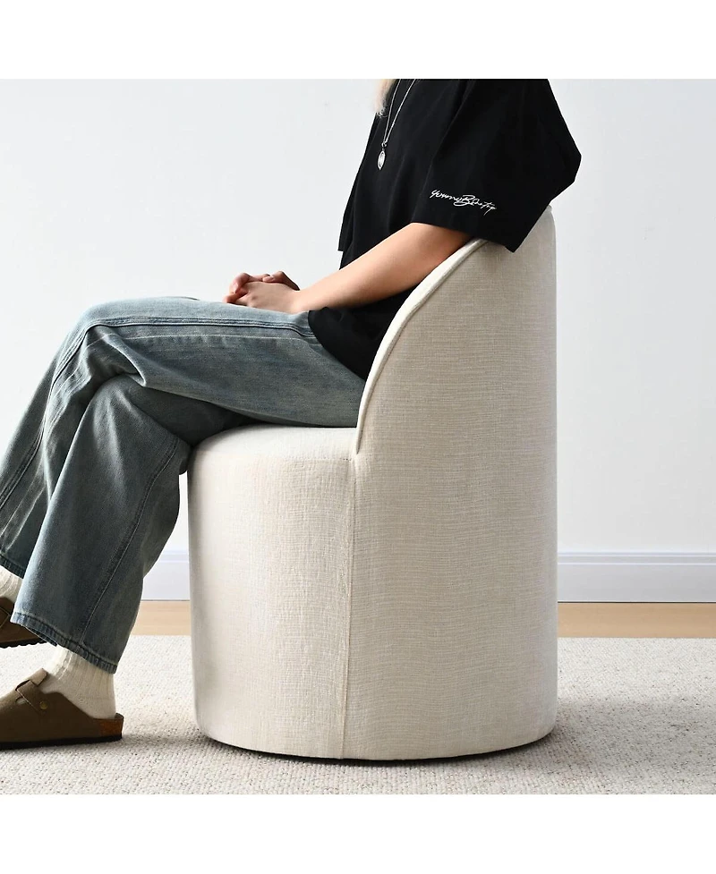 Maison Boucle Rolling Chenille Upholstered Dining Chair with Casters 1 Piece