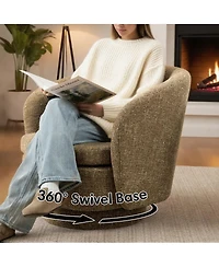 Maison Boucle 30.5 Swivel Tub Accent Chair, Woven Fabric Barrel Armchair, 1 Pc