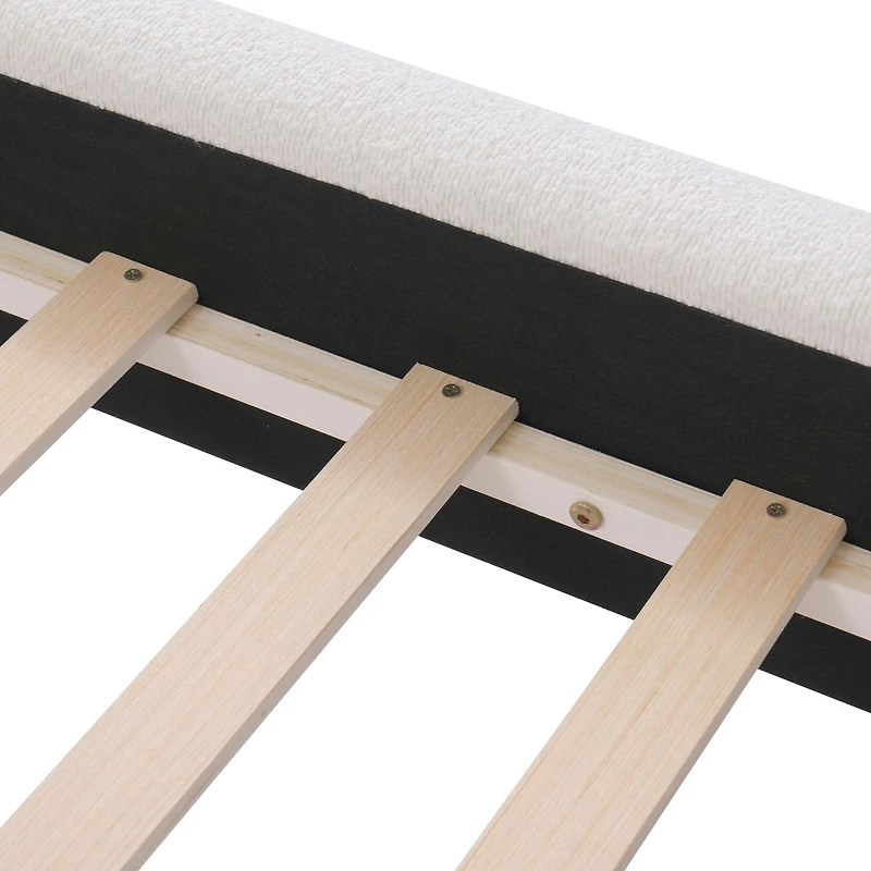 Streamdale Furniture Boucle Queen Upholstered Bed, Curved Headboard