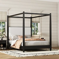 Streamdale Furniture Canopy Platform Bed w/Upholstered Headboard
