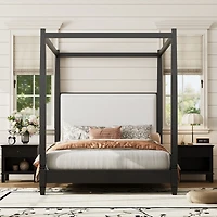 Streamdale Furniture Canopy Platform Bed w/Upholstered Headboard