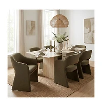 Maison Boucle Set of 2 Dining Chairs, 19-Inch Upholstered Dining Armchairs