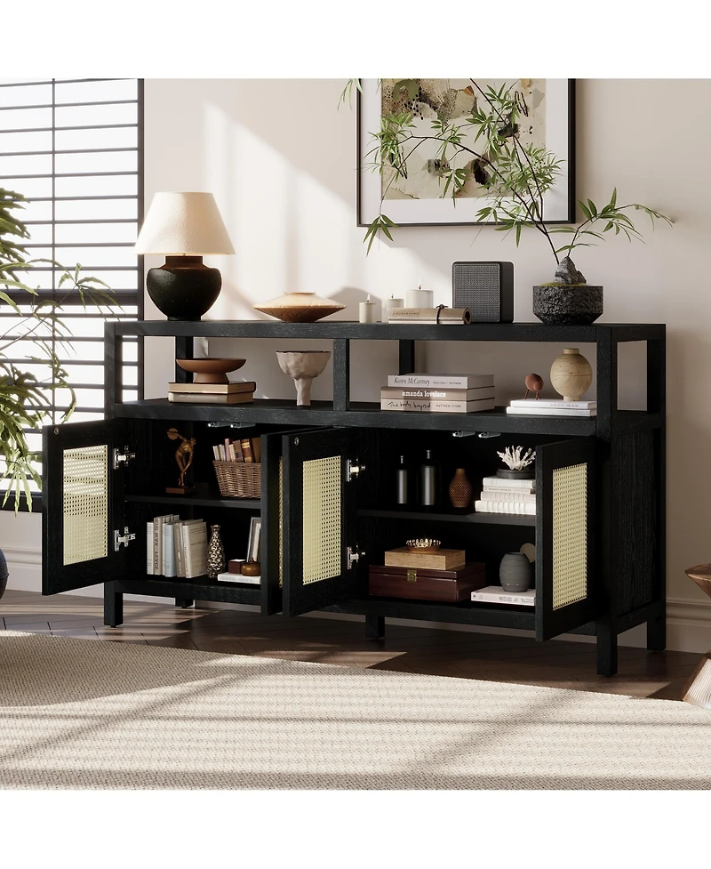 Rainsken Bohemian Rattan Sideboard Buffet Cabinet