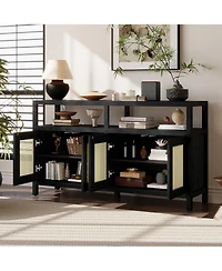 Rainsken Bohemian Rattan Sideboard Buffet Cabinet