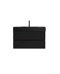 Sillysis Wall Mounted Bathroom Vanity with Sink, Double Soft Close Drawers, Floating Mid Century Modern Storage