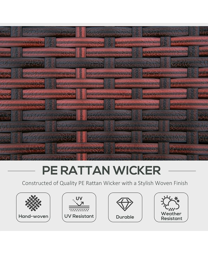 Outsunny 4-Piece Rattan Patio Furniture Set, Round Convertible Daybed or Sunbed with Adjustable Sun Canopy, Sectional Sofa, 2 Chairs, Table