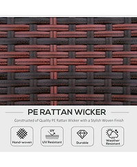 Outsunny 4-Piece Rattan Patio Furniture Set, Round Convertible Daybed or Sunbed with Adjustable Sun Canopy, Sectional Sofa, 2 Chairs, Table