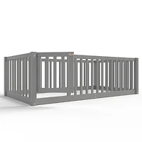 Streamdale Furniture Bed Floor Bed with Safety Guardrails and Door for Kids