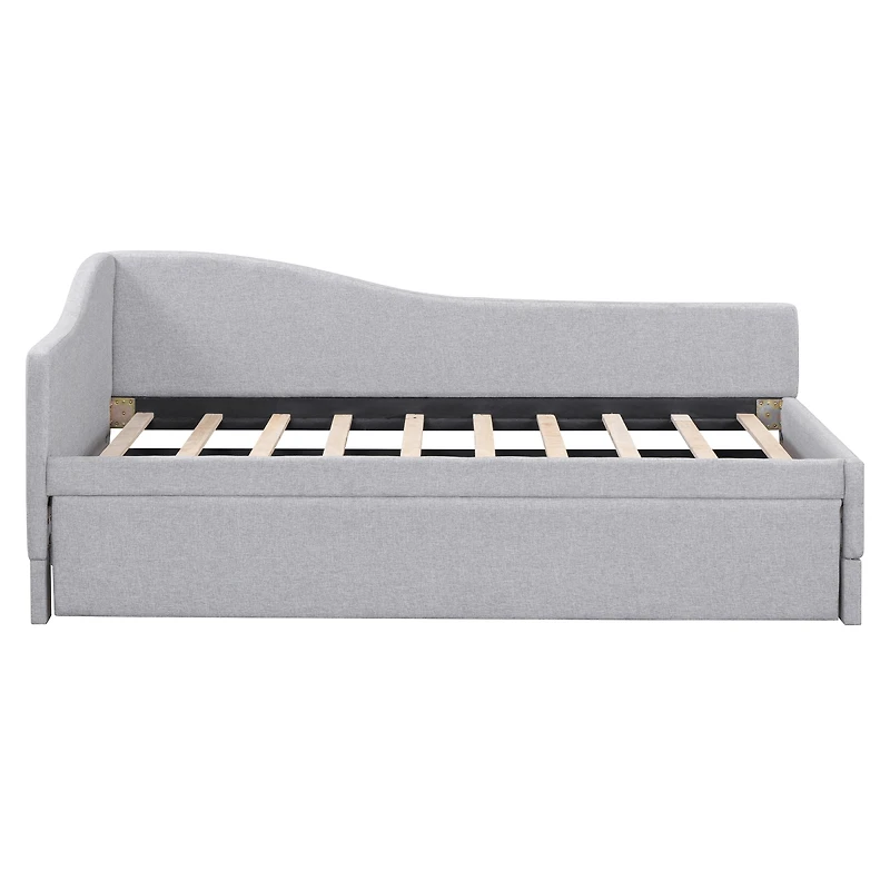 Streamdale Furniture Twin Size Upholstered L-Shaped Upholstered Daybed with Pop Up Trundle