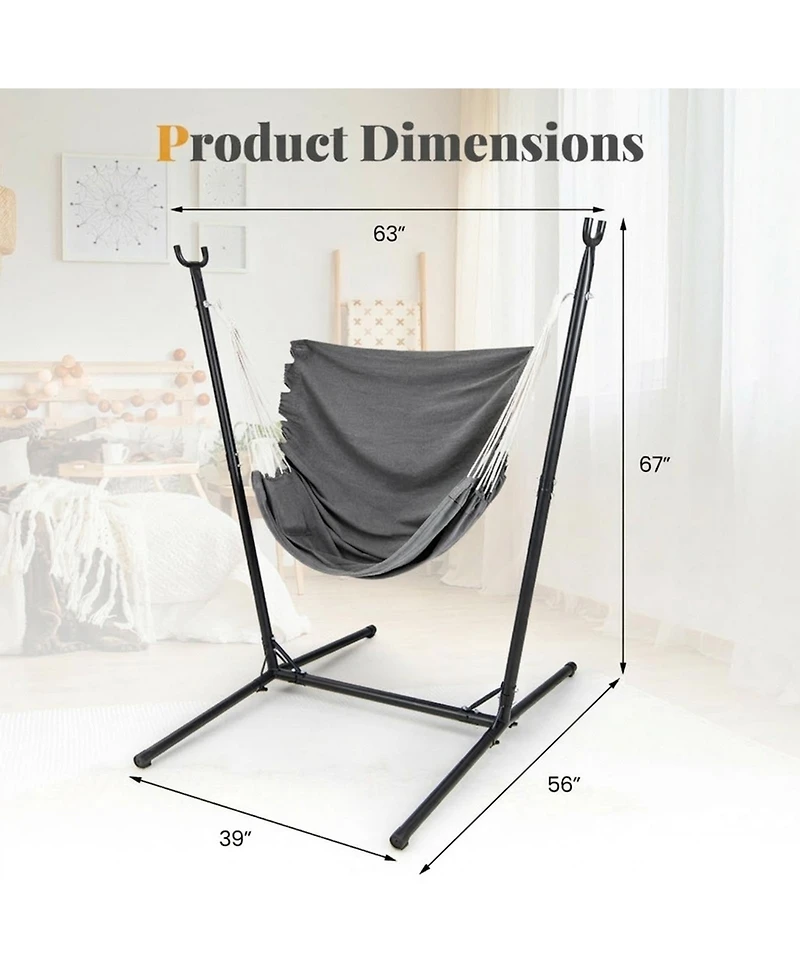 Gouun Hammock Chair with Stand, 6-Position Adjustable Height and Side Pocket
