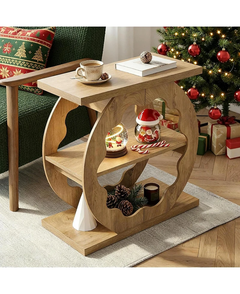 Tribesigns End Table for Living Room, Side Table with Storage, 3-Tier Couch End Table Narrow Nightstand