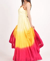 Raas Women's Hand Tie-Dye Ombre Silk Maxi Sundress