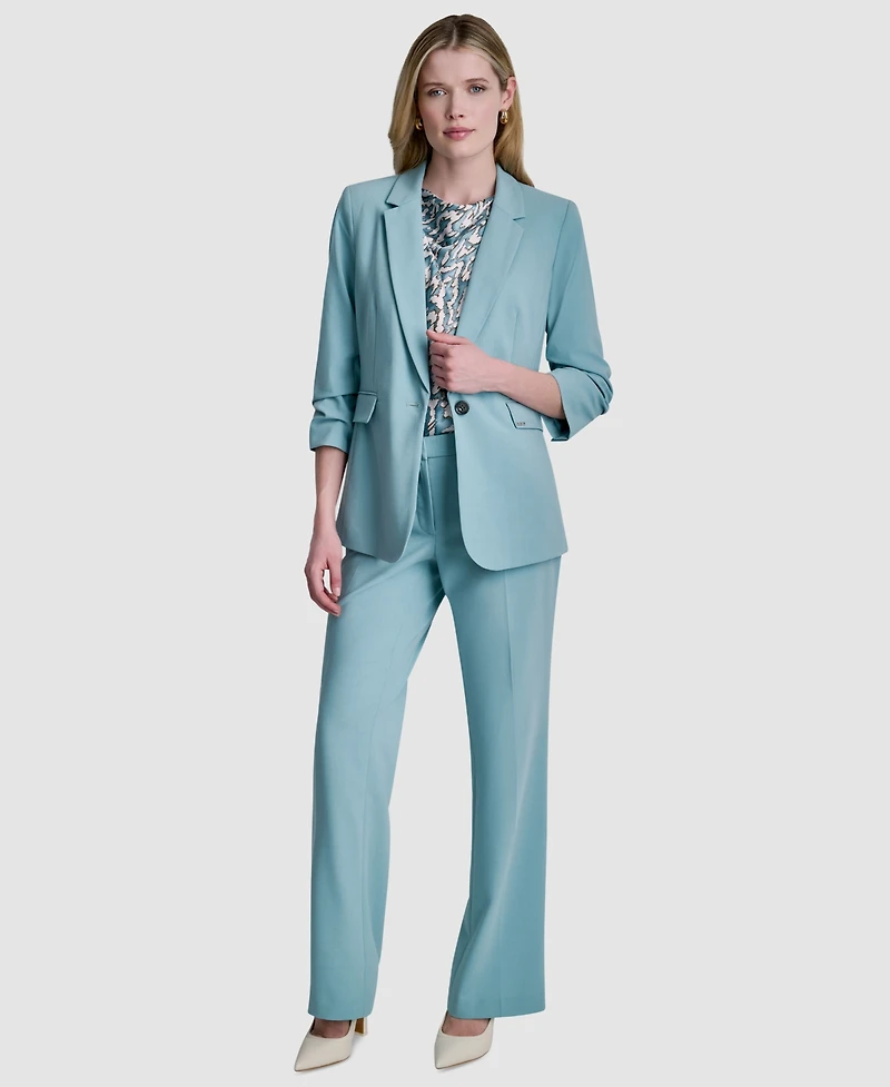 Dkny Women's Notch Collar Ruched-Sleeve Blazer