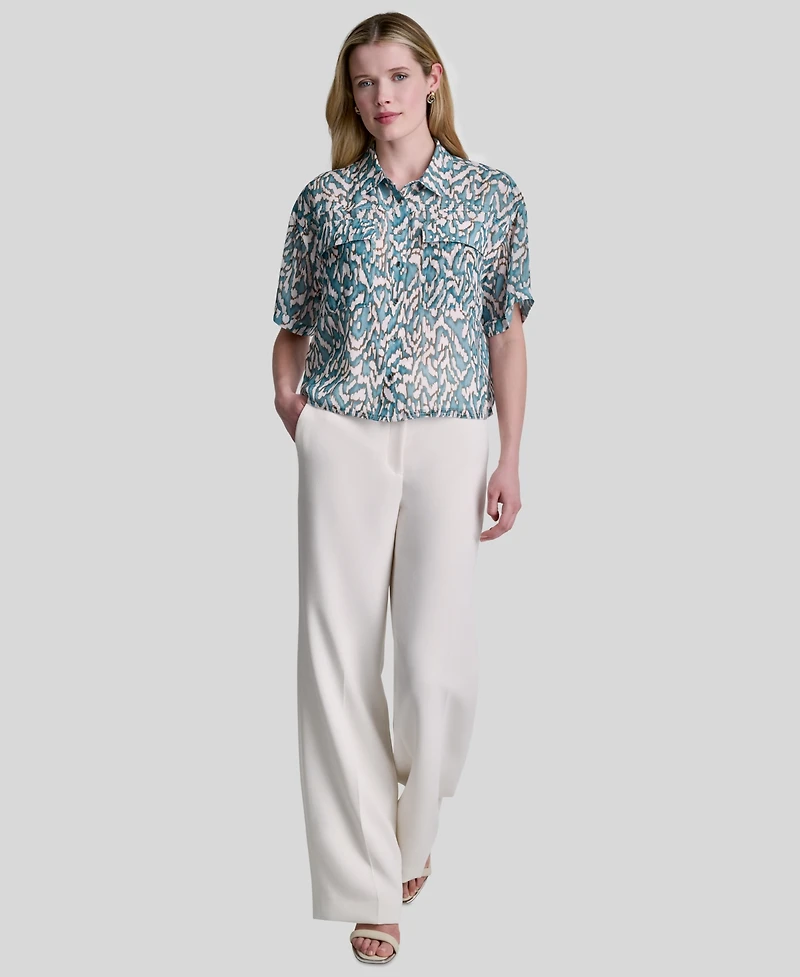 Dkny Women's Printed Short-Sleeve Shirt