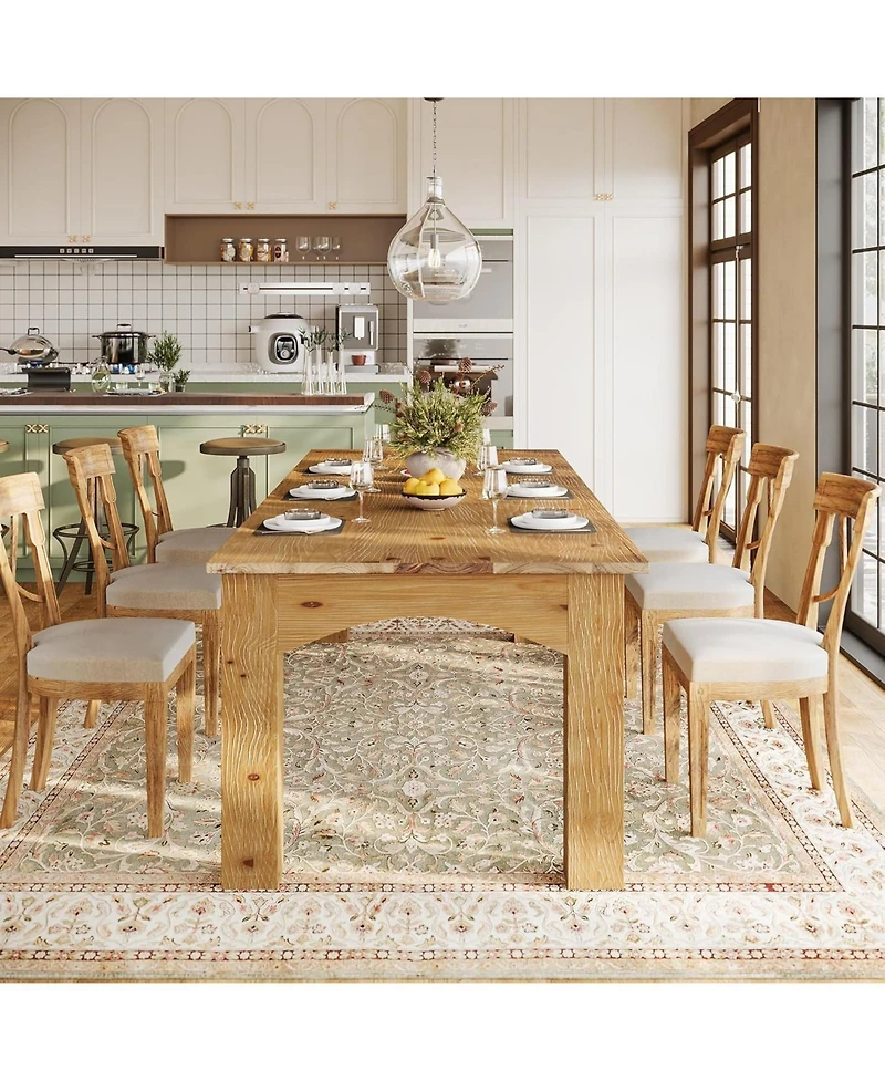 Tribesigns 78.7-Inch Large Dining Table for 6-8 People, Solid Wood Farmhouse Kitchen Table, Narrow Long Rectangular Dinner Tables