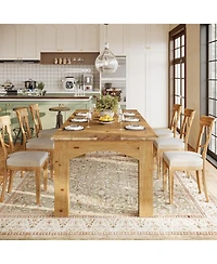 Tribesigns 78.7-Inch Large Dining Table for 6-8 People, Solid Wood Farmhouse Kitchen Table, Narrow Long Rectangular Dinner Tables