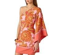 Adrianna Women's One-Shoulder Floral Paisley Printed Short Dress
