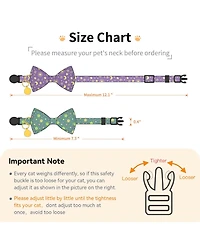 Aronkl 2 Pack Cotton Cat Collars with Bow Tie Bell Adjustable Breakaway Whale Flamingo Patterns for Spring Summer Male Female