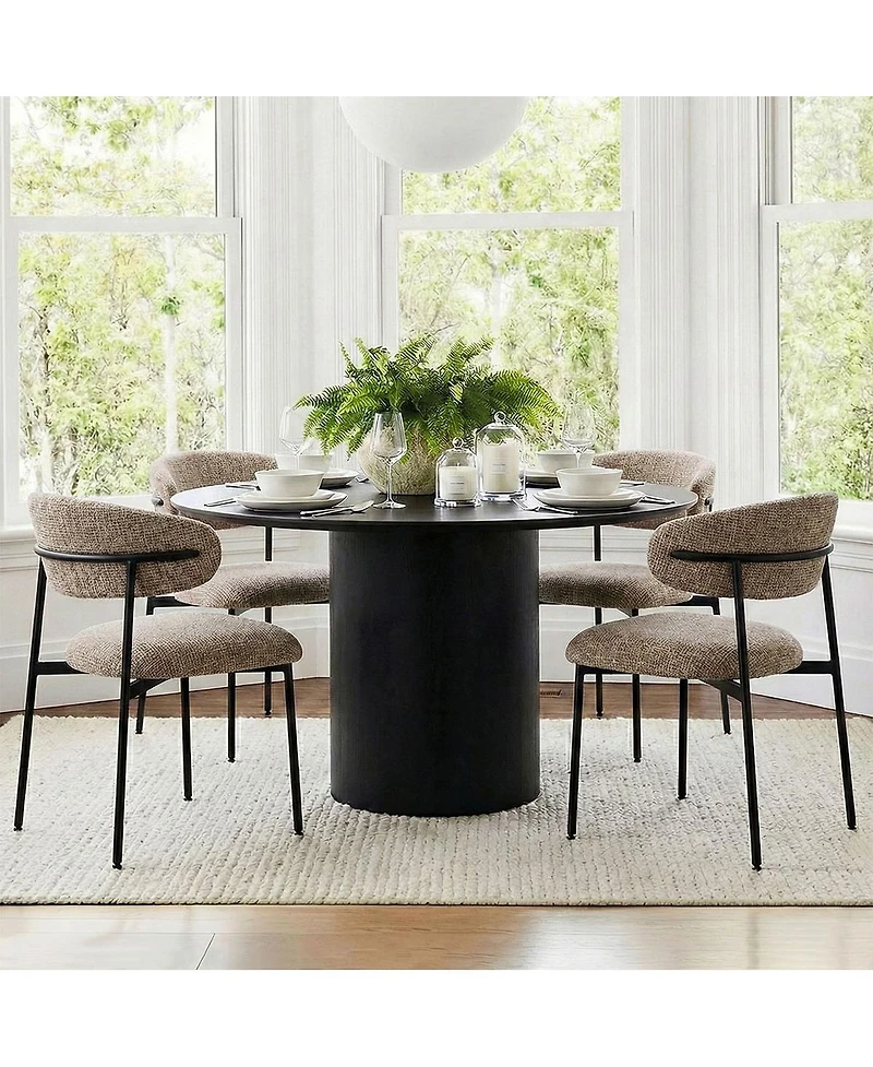 Maison Boucle Set of 2 Modern Textured Upholstered Dining Chairs with Curved Back