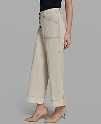 Karl Lagerfeld Paris Petite Mid-Rise Wide-Leg Pants