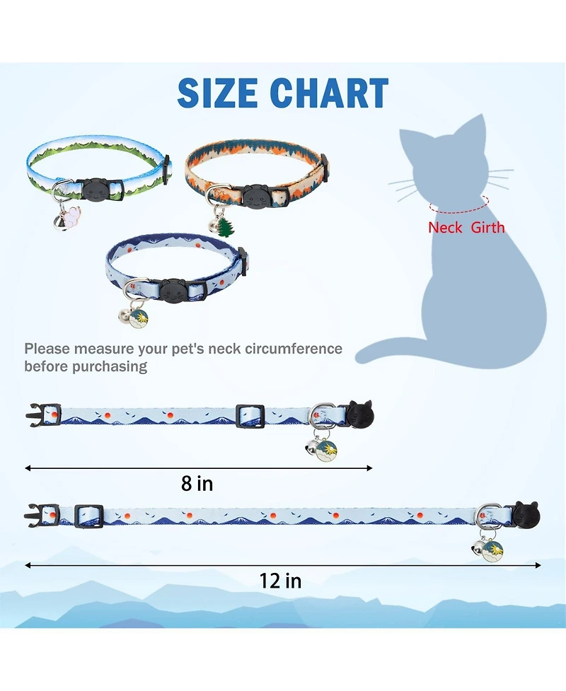 Aronkl Breakaway Cat Collars with Bells Adjustable Safety Cute Pet Collars for Cats Kittens Puppies