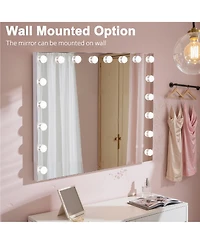Busdays 31.5x22.8 Inch Hollywood Vanity Mirror with Lights 18 Dimmable Bulbs Bluetooth Speaker Touch Screen Usb Charging Table or Hanging Mount