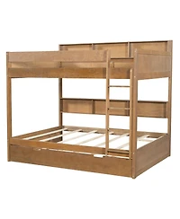 Streamdale Furniture Twin over twin bunk bed with trundle, Antique Wood