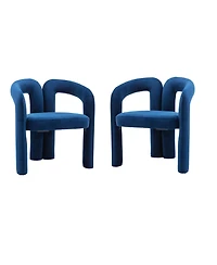 Rainsken Velvet Upholstered Barrel Accent Chairs Set of 2, Curved Backrest Side Chairs with Elephant Feet for Living Room