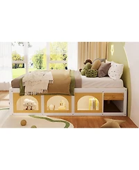 Streamdale Furniture Platform Bed w/ Bookshelf, Led, Drawer