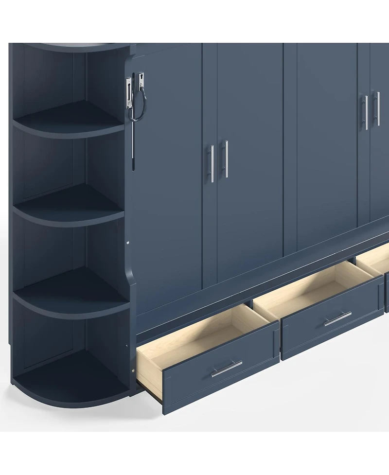 Streamdale Furniture Murphy Bed w/Shelf, Cabinets, Drawers, Office Space Saver