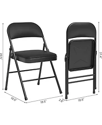 gaomon 6-Pack Folding Chairs with Padded Cushion and Back, Pu Leather, Stackable, Portable for Dining, Office, Indoor/Outdoor