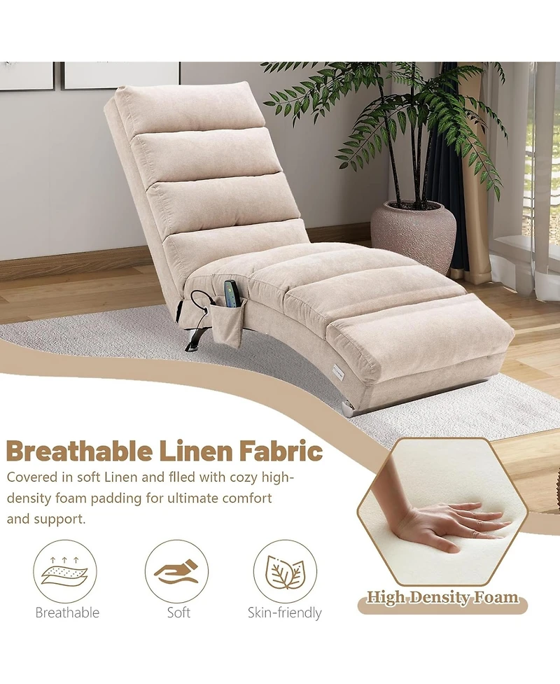 Rainsken Luxury Upholstered Chaise Lounge Chair with Gentle Vibration Function