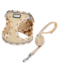 Aronkl Soft Mesh No-Choke Step-In Dog Cat Harness Leash Set Reflective Breathable for Small Pets