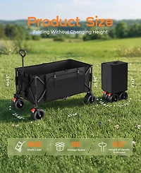 Sugift 47.6"L Collapsible Wagon Cart, 400lbs Weight Capacity 300L Heavy Duty Beach Wagons with Big All-Terrain Wheels for Groceries, Shopping, Camping