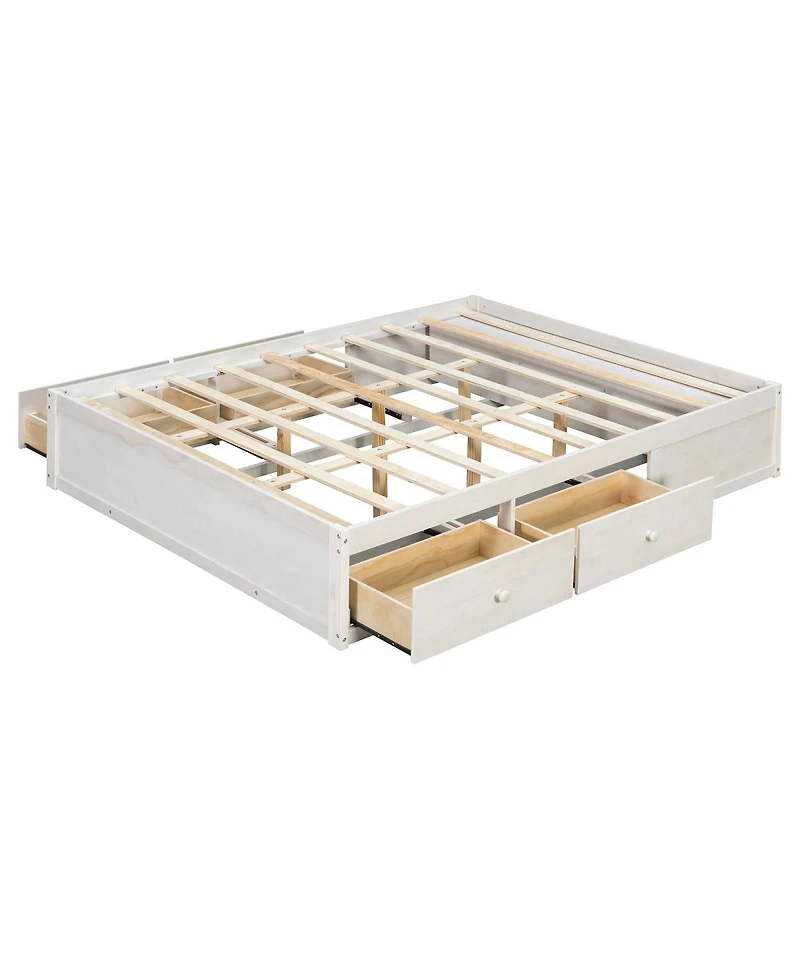 Streamdale Furniture Platform Bed w/ 4 Drawers and Lift Storage, No Headboard