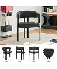 Streamdale Furniture Faux Leather Barrel Dining Chairs(Set of 2)