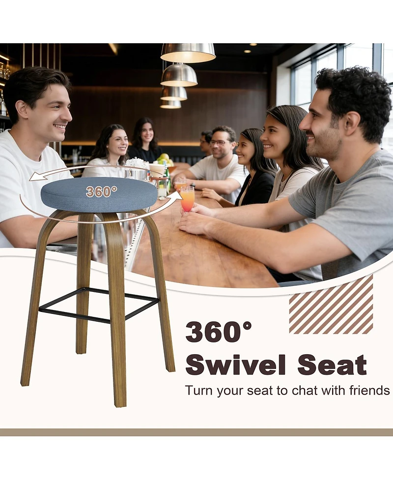 Streamdale Furniture Fabric Swivel Bar Stools Set of 2