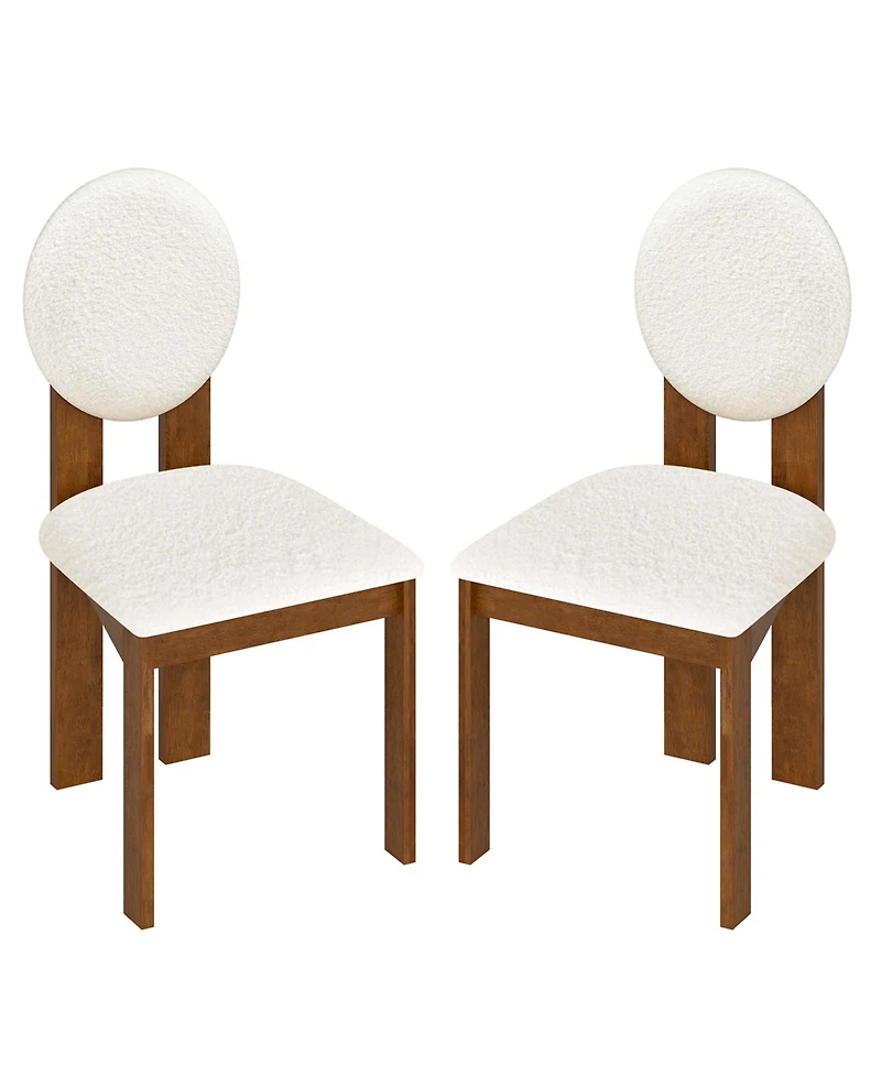Gymax 2pcs Dining Chairs Upholstered Sherpa Fabric Kitchen Chairs w/ Rubber Wood Legs