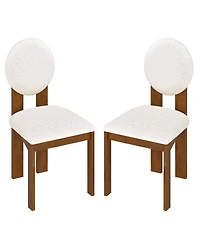 Gymax 2pcs Dining Chairs Upholstered Sherpa Fabric Kitchen Chairs w/ Rubber Wood Legs